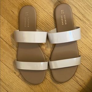 Faux Patent Leather Cream Sandals NWT